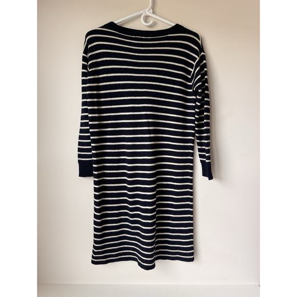 J Crew Striped Crew Sweater Dress Blue White Womens Size Medium - Picture 2 of 7
